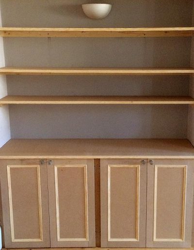 Shaker Style Alcove Shelving Cupboard Unit Front